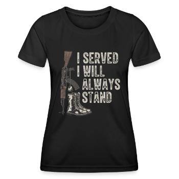 Ich Habe Gedient Ich Werde Immer Stehen - Veteran - Frauen Funktions-T-Shirt - Schwarz - Vorne - AI Model Female 172 light (172cm)