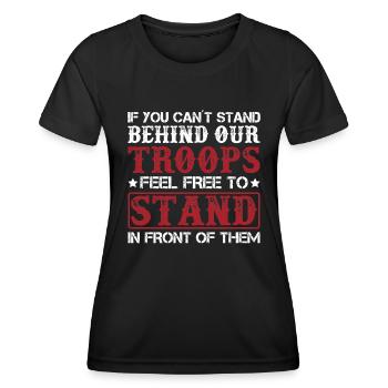Si elle ne pouvait pas se tenir derrière nos troupes - T-shirt sport Femme - noir - Devant - AI Model Female 172 light (172cm)