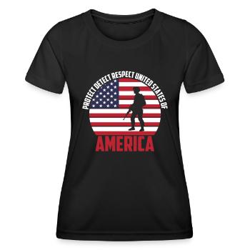 Protect Respect Vereinigte Staaten Von Amerika - Frauen Funktions-T-Shirt - Schwarz - Vorne - AI Model Female 172 light (172cm)