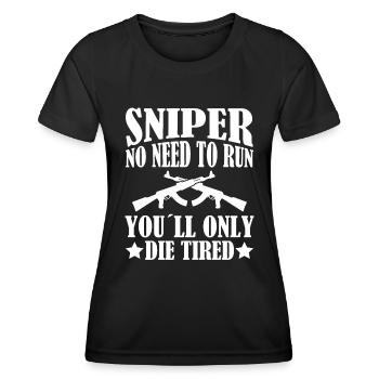 Sniper No need to run... - Veteran - Women's Functional T-Shirt - black - Front - AI Model Female 172 light (172cm)