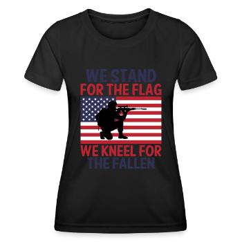 We stand for the flag We kneel for the fallen - Women's Functional T-Shirt - black - Front - AI Model Female 172 light (172cm)