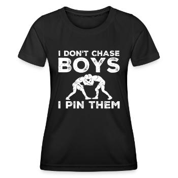 Ich Jage Keine Jungs Ich Klemme Sie Ein Wrestling - Frauen Funktions-T-Shirt - Schwarz - Vorne - AI Model Female 172 light (172cm)