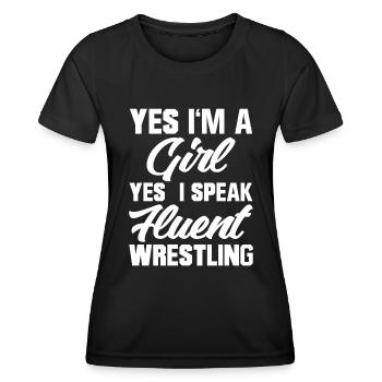 Ja Ich Spreche Fließend Wrestling - Frauen Funktions-T-Shirt - Schwarz - Vorne - AI Model Female 172 light (172cm)