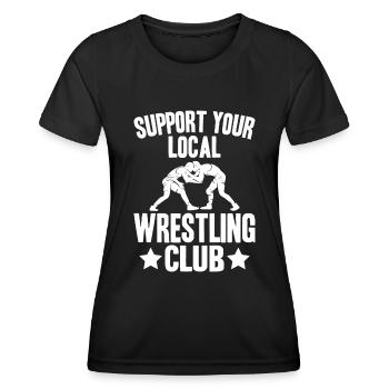 Unterstützen Sie Ihren Lokalen Wrestling-Club - Frauen Funktions-T-Shirt - Schwarz - Vorne - AI Model Female 172 light (172cm)