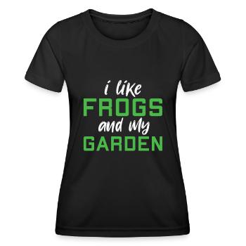 J’aime les grenouilles et mon jardin - frog - T-shirt sport Femme - noir - Devant - AI Model Female 172 light (172cm)