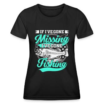 Quand j’ai disparu, je suis allé pêcher - T-shirt sport Femme - noir - Devant - AI Model Female 172 light (172cm)