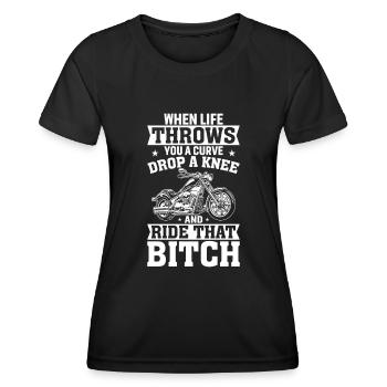 Wenn Das Leben Dich In Die Enge Treibt - Motorrad - Frauen Funktions-T-Shirt - Schwarz - Vorne - AI Model Female 172 light (172cm)