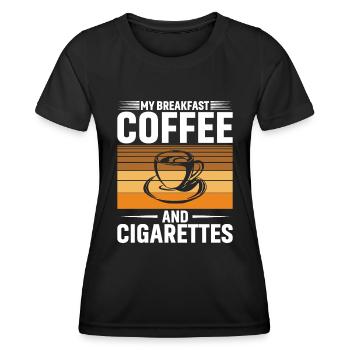 My breakfast: coffee and cigarettes - Women's Functional T-Shirt - black - Front - AI Model Female 172 light (172cm)
