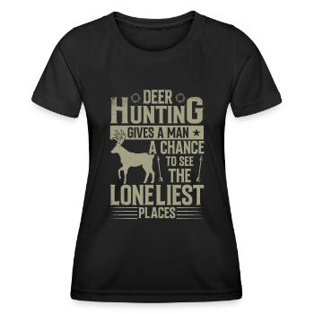 Deer hunting gives a man the opportunity - Women's Functional T-Shirt - black - Front - AI Model Female 172 light (172cm)