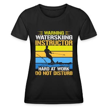Avertissement : les moniteurs de ski nautique travaillent d’arrache-pied - T-shirt sport Femme - noir - Devant - AI Model Female 172 light (172cm)