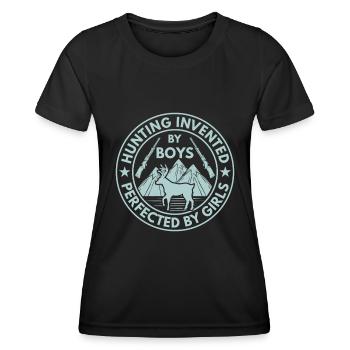 La chasse des garçons est perfectionnée par les filles - T-shirt sport Femme - noir - Devant - AI Model Female 172 light (172cm)