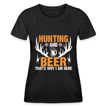 La chasse et la bière, c’est pour ça que je suis ici - T-shirt sport Femme - noir - Devant - AI Model Female 172 light (172cm)