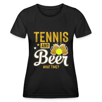 Tennis and beer. What time is it? - Women's Functional T-Shirt - black - Front - AI Model Female 172 light (172cm)