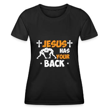 Jésus les soutient - T-shirt sport Femme - noir - Devant - AI Model Female 172 light (172cm)