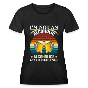 Je ne suis pas alcoolique, les alcooliques y vont aussi - T-shirt sport Femme - noir - Devant - AI Model Female 172 light (172cm)