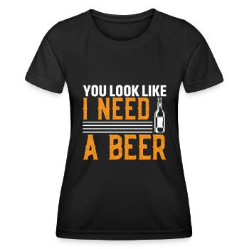You look like I need a beer - Women's Functional T-Shirt - black - Front - AI Model Female 172 light (172cm)