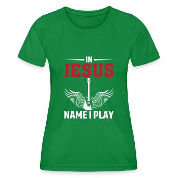 In Jesus Namen Spiele Ich - Frauen Funktions-T-Shirt - Kelly Green - Vorne - AI Model Female 172 dark (172cm)