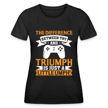 La différence entre l’essai et - T-shirt sport Femme - noir - Devant - AI Model Female 172 light (172cm)