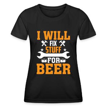 Ich Repariere Sachen Für Bier - Frauen Funktions-T-Shirt - Schwarz - Vorne - AI Model Female 172 light (172cm)