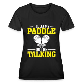 Je laisse ma pagaie parler - T-shirt sport Femme - noir - Devant - AI Model Female 172 light (172cm)