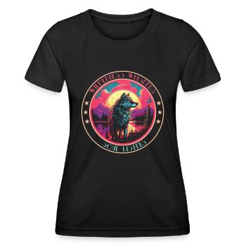 Murmures sauvages - l’âme écoute, motif néon - T-shirt sport Femme - noir - Devant - AI Model Female 172 light (172cm)