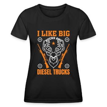 J’aime les gros sous et les camions diesel - T-shirt sport Femme - noir - Devant - AI Model Female 172 light (172cm)