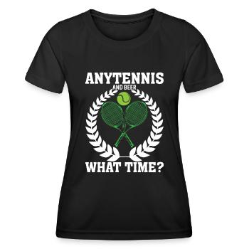 Tennis Und Bier Wie spät ist es? - Frauen Funktions-T-Shirt - Schwarz - Vorne - AI Model Female 172 light (172cm)