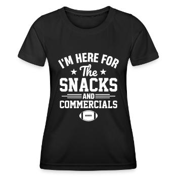 Je suis ici pour les collations et les publicités - T-shirt sport Femme - noir - Devant - AI Model Female 172 light (172cm)
