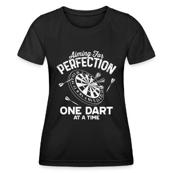 Das Streben nach Perfektion, ein Pfeil nach dem anderen. - Frauen Funktions-T-Shirt - Schwarz - Vorne - AI Model Female 172 light (172cm)