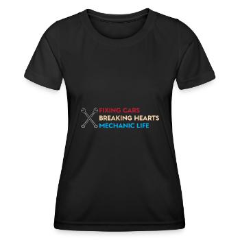 Autos reparieren, Herzen brechen – Mechanic Life - Frauen Funktions-T-Shirt - Schwarz - Vorne - AI Model Female 172 light (172cm)
