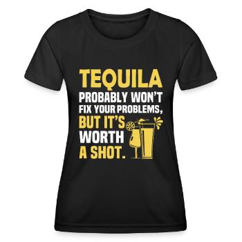 Tequila wird Ihre Probleme wahrscheinlich nicht lösen, aber er ist es - Frauen Funktions-T-Shirt - Schwarz - Vorne - AI Model Female 172 light (172cm)