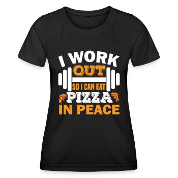 Ich trainiere, damit ich in Ruhe Pizza essen kann. - Frauen Funktions-T-Shirt - Schwarz - Vorne - AI Model Female 172 light (172cm)