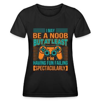 Je suis peut-être un noob, mais au moins je m’amuse Faili - T-shirt sport Femme - noir - Devant - AI Model Female 172 light (172cm)