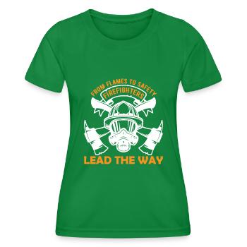 From flames to safety, firefighters lead the way. - Women's Functional T-Shirt - kelly green - Front - AI Model Female 172 dark (172cm)