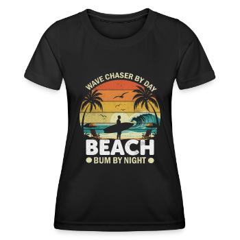 Wave chaser by day, beach bum by night. - Women's Functional T-Shirt - black - Front - AI Model Female 172 light (172cm)