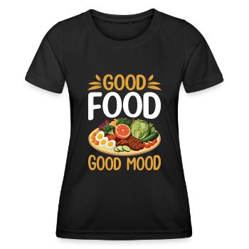 Bonne bouffe = Bonne humeur. - T-shirt sport Femme - noir - Devant - AI Model Female 172 light (172cm)