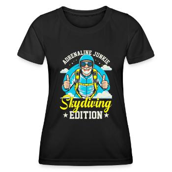 Accro à l’adrénaline : édition parachutisme - T-shirt sport Femme - noir - Devant - AI Model Female 172 light (172cm)