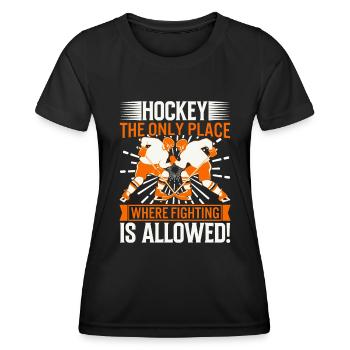 Hockey : Le seul endroit où les bagarres sont autorisées ! - T-shirt sport Femme - noir - Devant - AI Model Female 172 light (172cm)