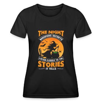Die Nacht flüstert Geheimnisse; Hören Sie sich die - Frauen Funktions-T-Shirt - Schwarz - Vorne - AI Model Female 172 light (172cm)