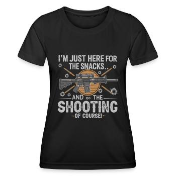 I’m just here for the snacks… and the shooting, of - Women's Functional T-Shirt - black - Front - AI Model Female 172 light (172cm)