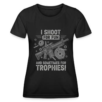 Je photographie pour le plaisir – et parfois pour des trophées ! - T-shirt sport Femme - noir - Devant - AI Model Female 172 light (172cm)