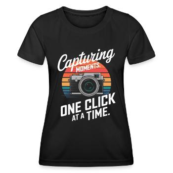 Halten Sie Momente fest, einen Klick nach dem anderen. - Frauen Funktions-T-Shirt - Schwarz - Vorne - AI Model Female 172 light (172cm)