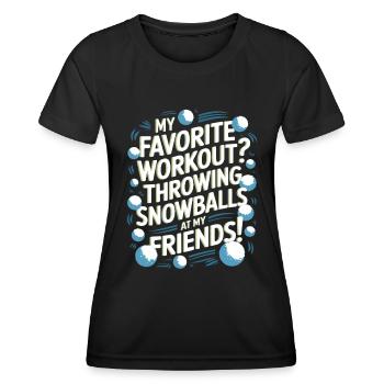 Mon entraînement préféré ? Lancer des boules de neige sur ma frite - T-shirt sport Femme - noir - Devant - AI Model Female 172 light (172cm)