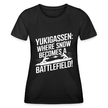 Yukigassen : Là où la neige devient une bataille ! - T-shirt sport Femme - noir - Devant - AI Model Female 172 light (172cm)