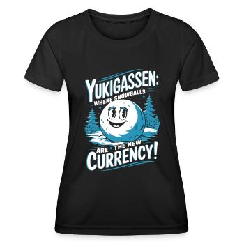 Yukigassen : Où les boules de neige sont la nouvelle monnaie ! - T-shirt sport Femme - noir - Devant - AI Model Female 172 light (172cm)