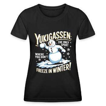 Yukigassen : le seul sport où l’on ne gèle pas - T-shirt sport Femme - noir - Devant - AI Model Female 172 light (172cm)