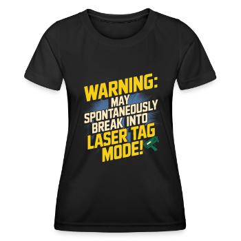 Warnung: Kann spontan in Lasertag einbrechen - Frauen Funktions-T-Shirt - Schwarz - Vorne - AI Model Female 172 light (172cm)