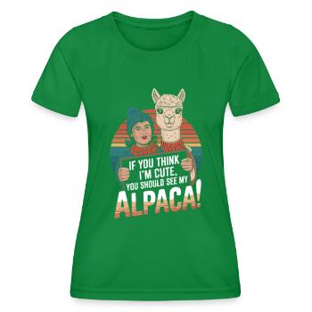 Wenn du mich süß findest, solltest du dir mein Alpaka ansehen! - Frauen Funktions-T-Shirt - Kelly Green - Vorne - AI Model Female 172 dark (172cm)
