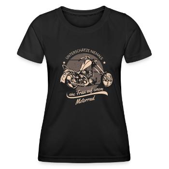 Motorradfahrerin Bike Frau Motorrad Geschenk - Frauen Funktions-T-Shirt - Schwarz - Vorne - AI Model Female 172 light (172cm)