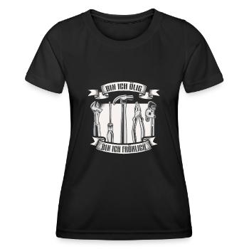 Bin ich ölig bin ich fröhlich, Mechaniker - Frauen Funktions-T-Shirt - Schwarz - Vorne - AI Model Female 172 light (172cm)
